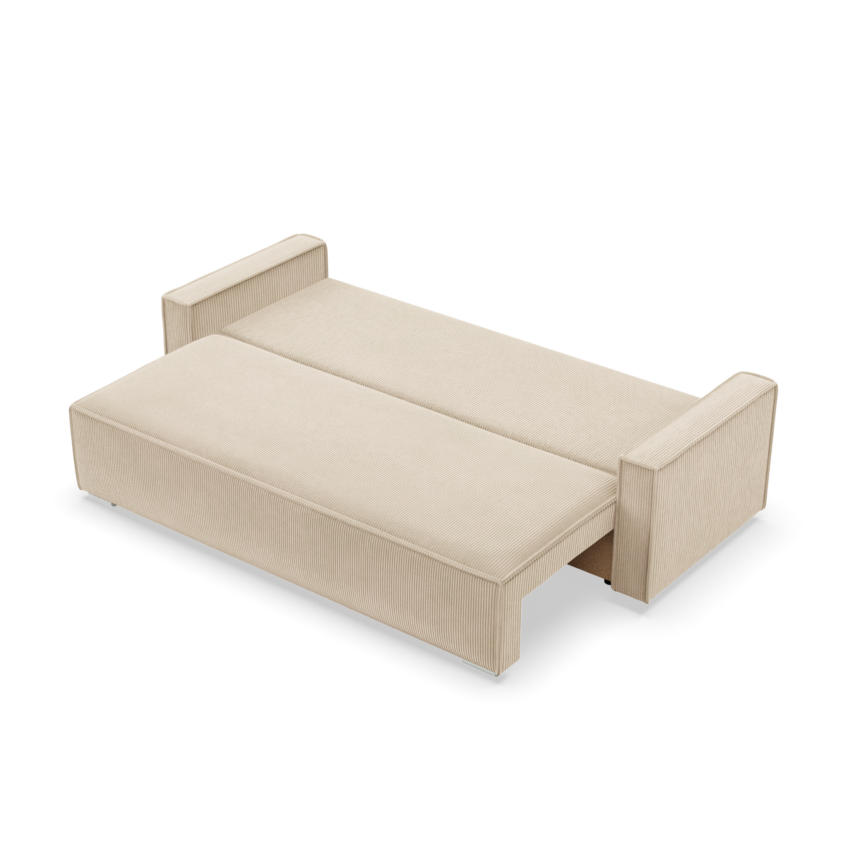 Sofa-lova NOTO – POSOS 100 · Smėlio – išskleista miegamoji dalis #spalva_posos 100 · smėlio