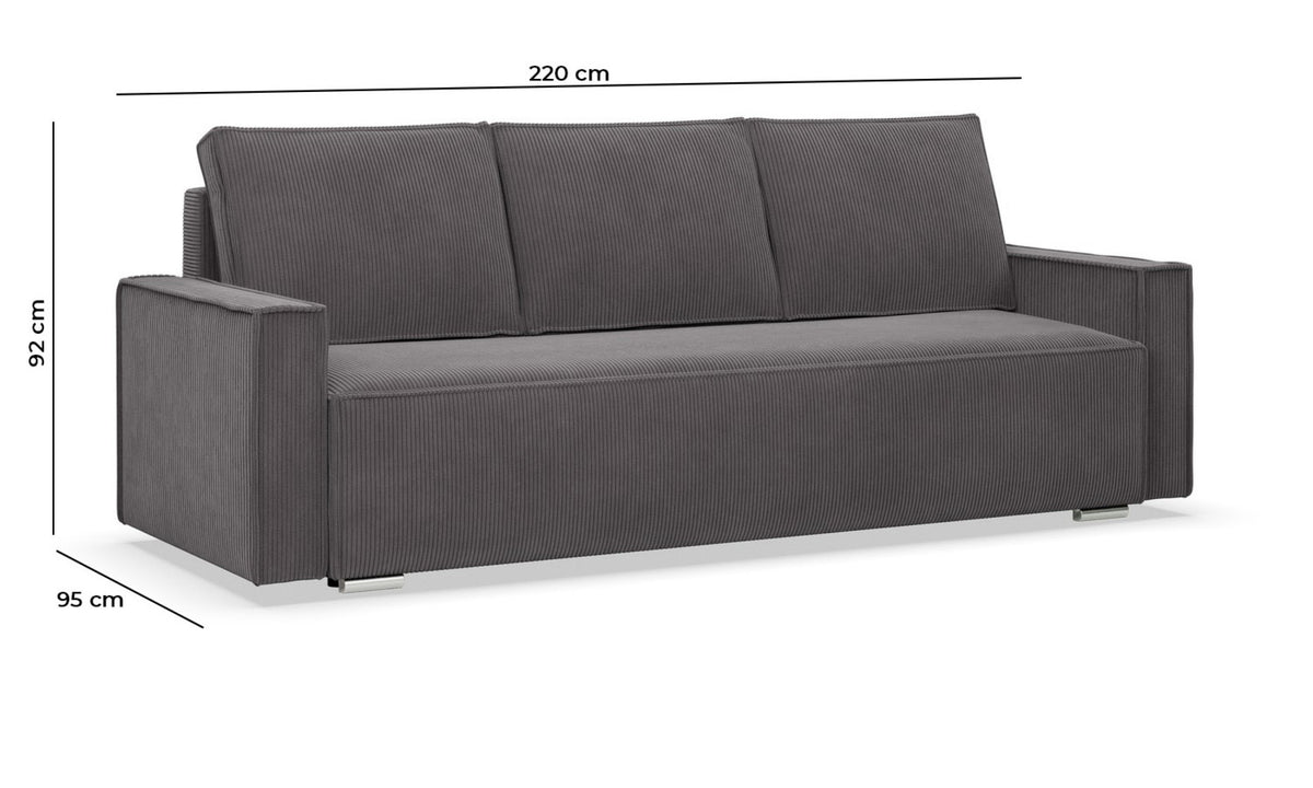 Sofa-lova NOTO – matmenų schema #spalva_posos 100 · smėlio