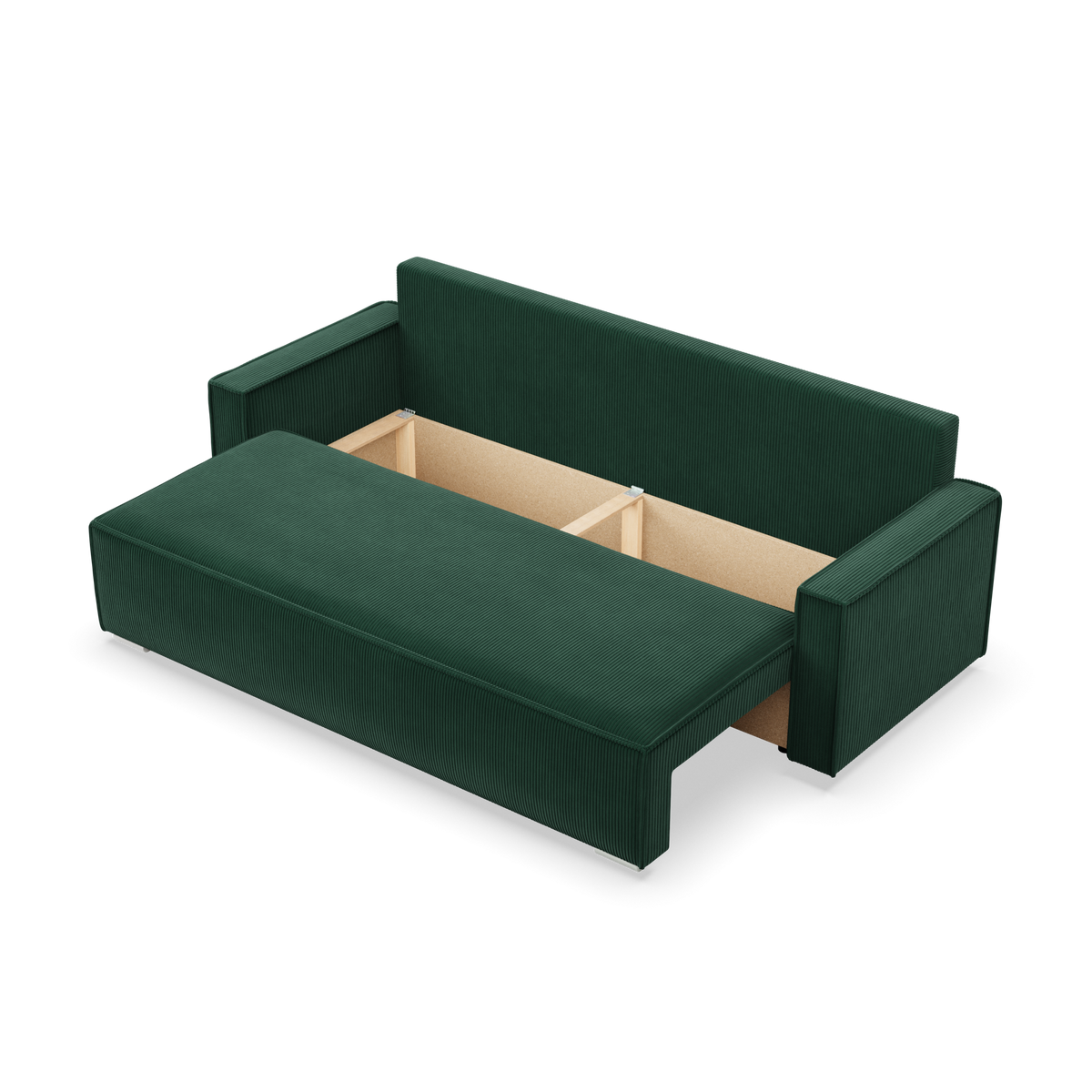 Sofa-lova NOTO – POSO 014 · Butelio žalia – atverta patalynės dėžė #spalva_poso 014 · butelio žalia