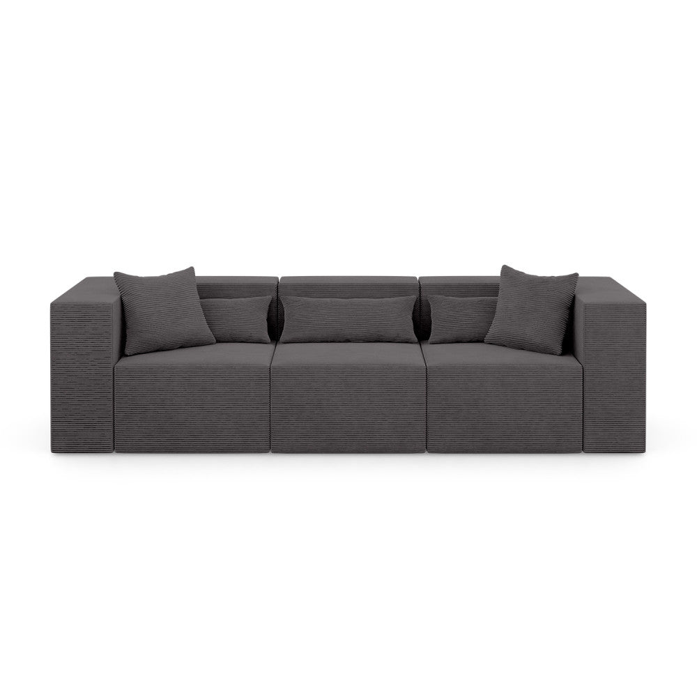 Modulinė sofa NOVA, 284 cm – POSO 022 · Tamsiai pilka – vaizdas iš priekio #spalva_poso 022 · tamsiai pilka