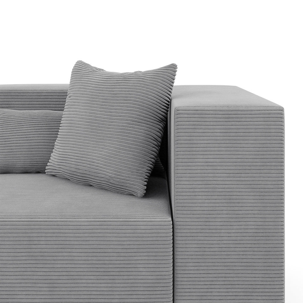 Modulinė sofa NOVA, 284 cm – POSO 055 · Šviesiai pilka – apmušalų ir konstrukcijos detalė #spalva_poso 055 · šviesiai pilka