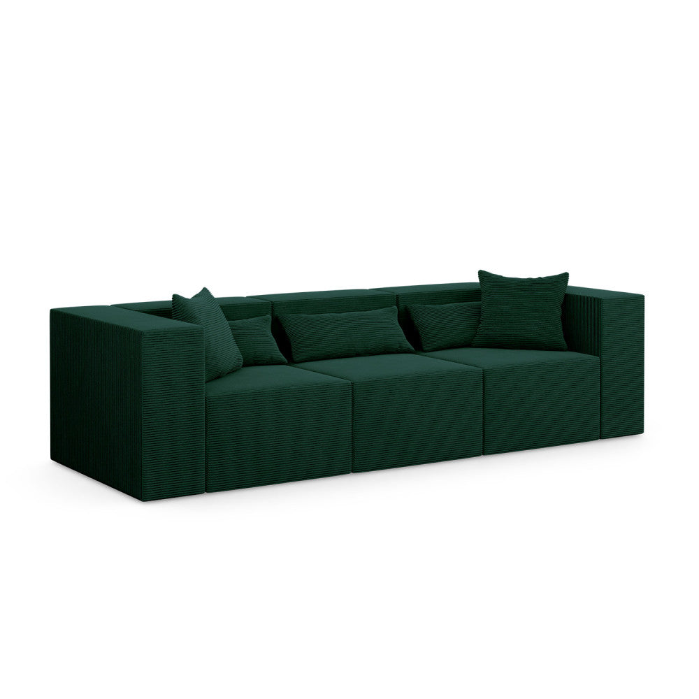 Modulinė sofa NOVA, 284 cm – POSO 014 · Butelio žalia – bendras vaizdas kitu kampu #spalva_poso 014 · butelio žalia