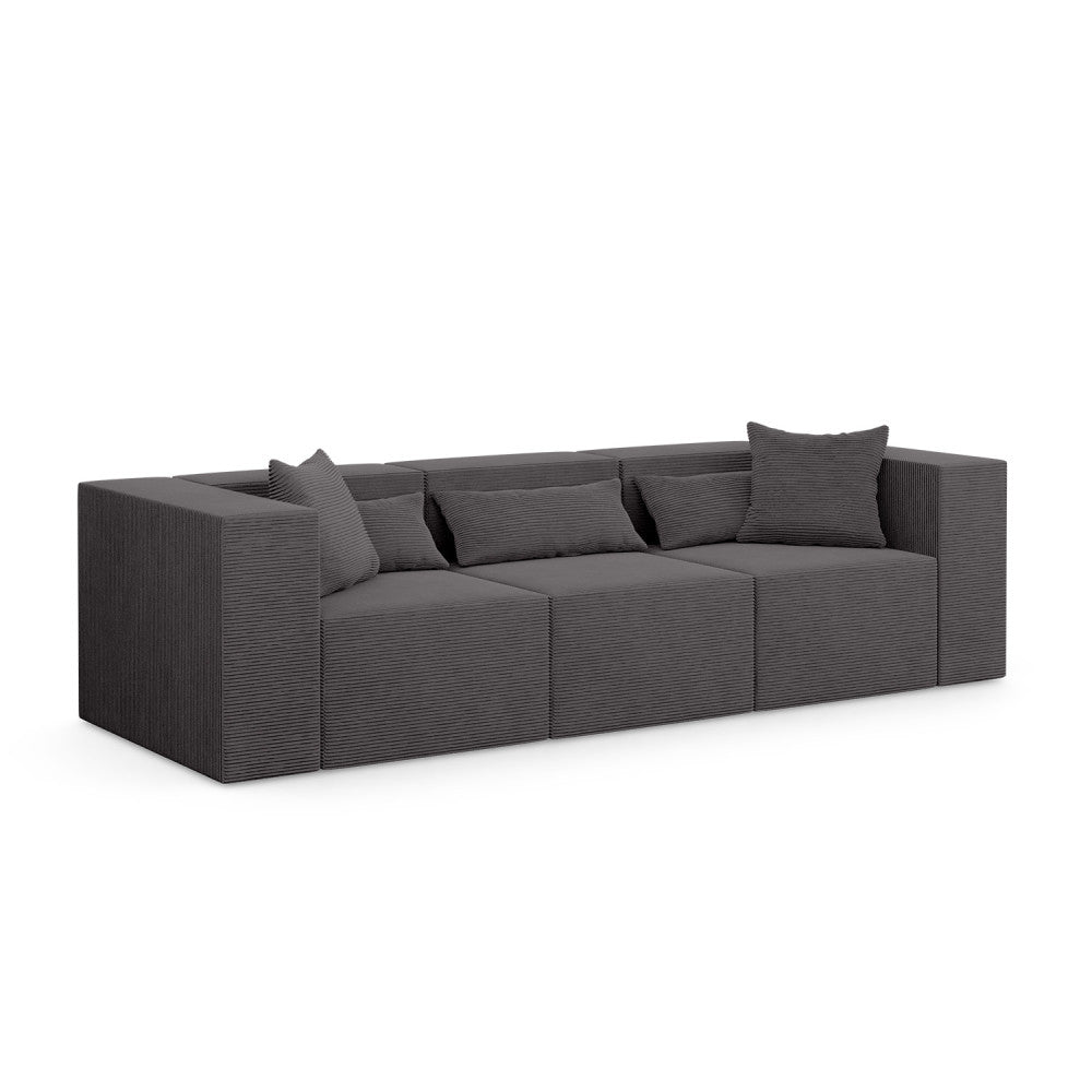 Modulinė sofa NOVA, 284 cm – POSO 022 · Tamsiai pilka – bendras vaizdas kitu kampu #spalva_poso 022 · tamsiai pilka