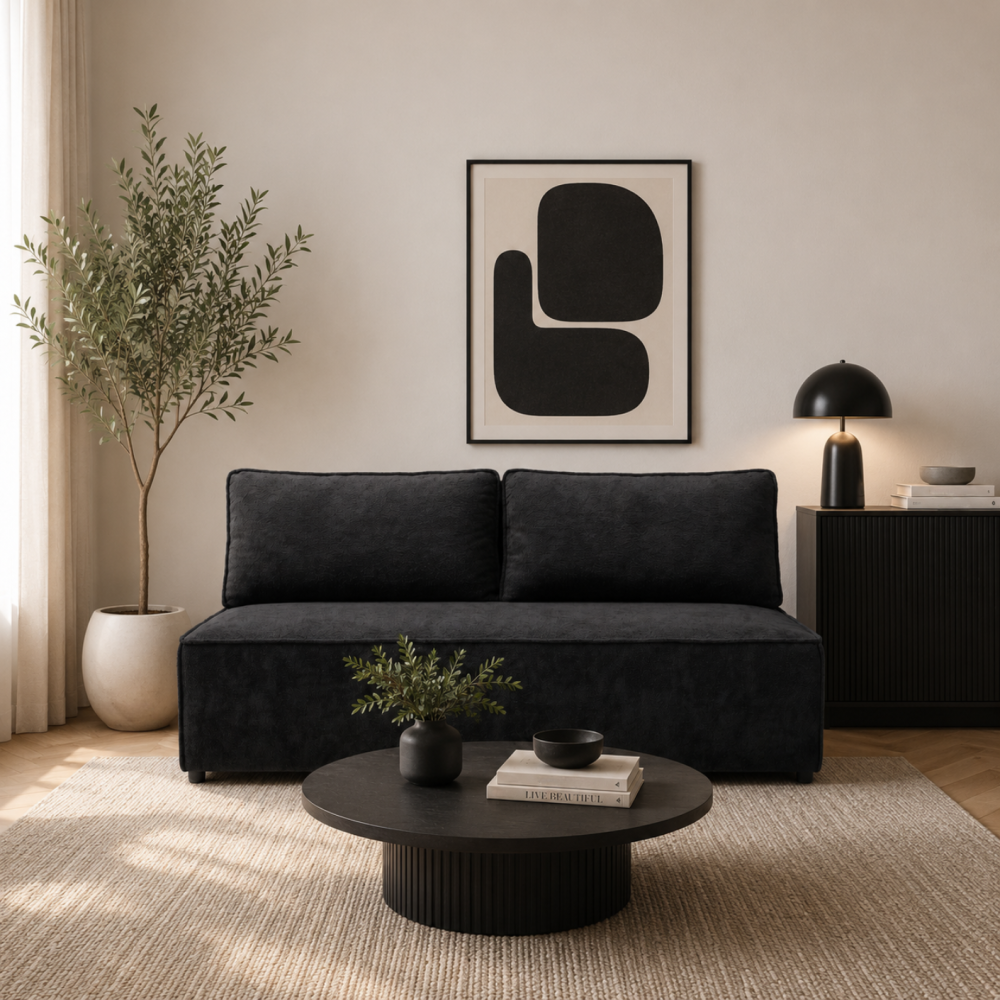 Sofa-lova ODEA – ARAGON 99 · Juoda – sofa interjere #spalva_aragon 99 · juoda