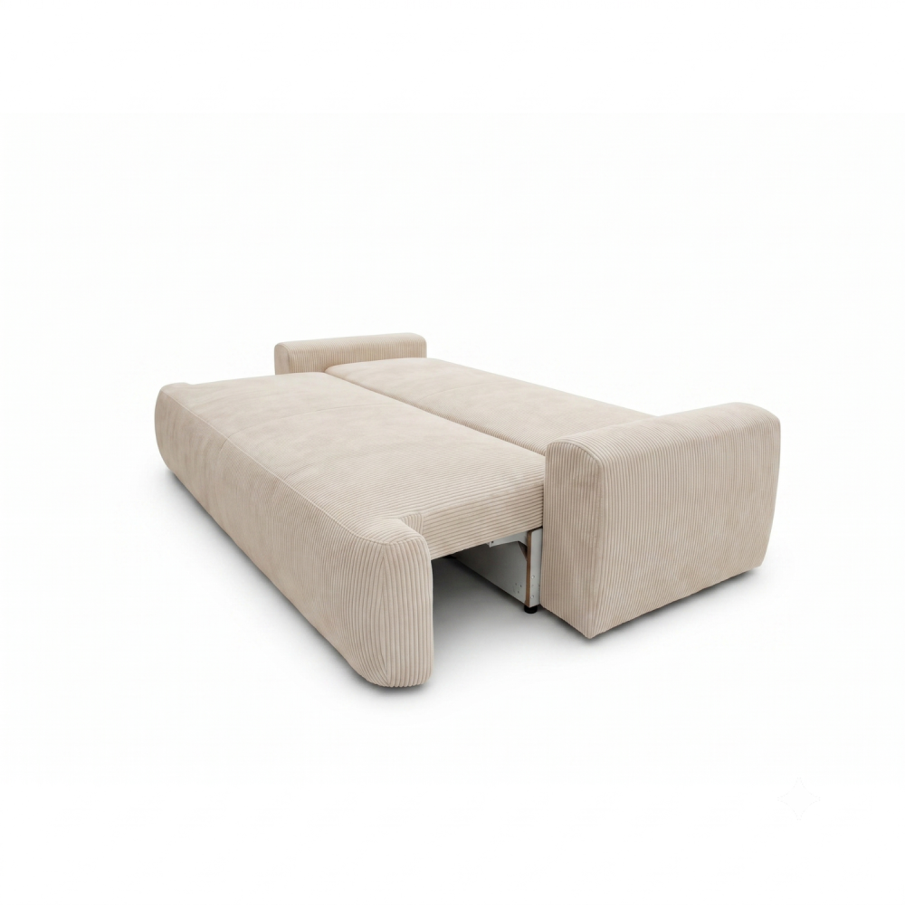 Sofa-lova ODEA – POSO 100 · Smėlio – išskleista miegamoji dalis #spalva_poso 100 · smėlio