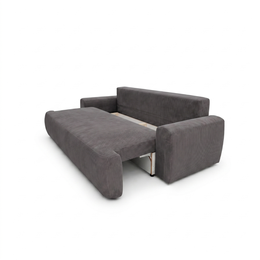 Sofa-lova ODEA – POSO 022 · Tamsiai pilka – atverta patalynės dėžė #spalva_poso 022 · tamsiai pilka