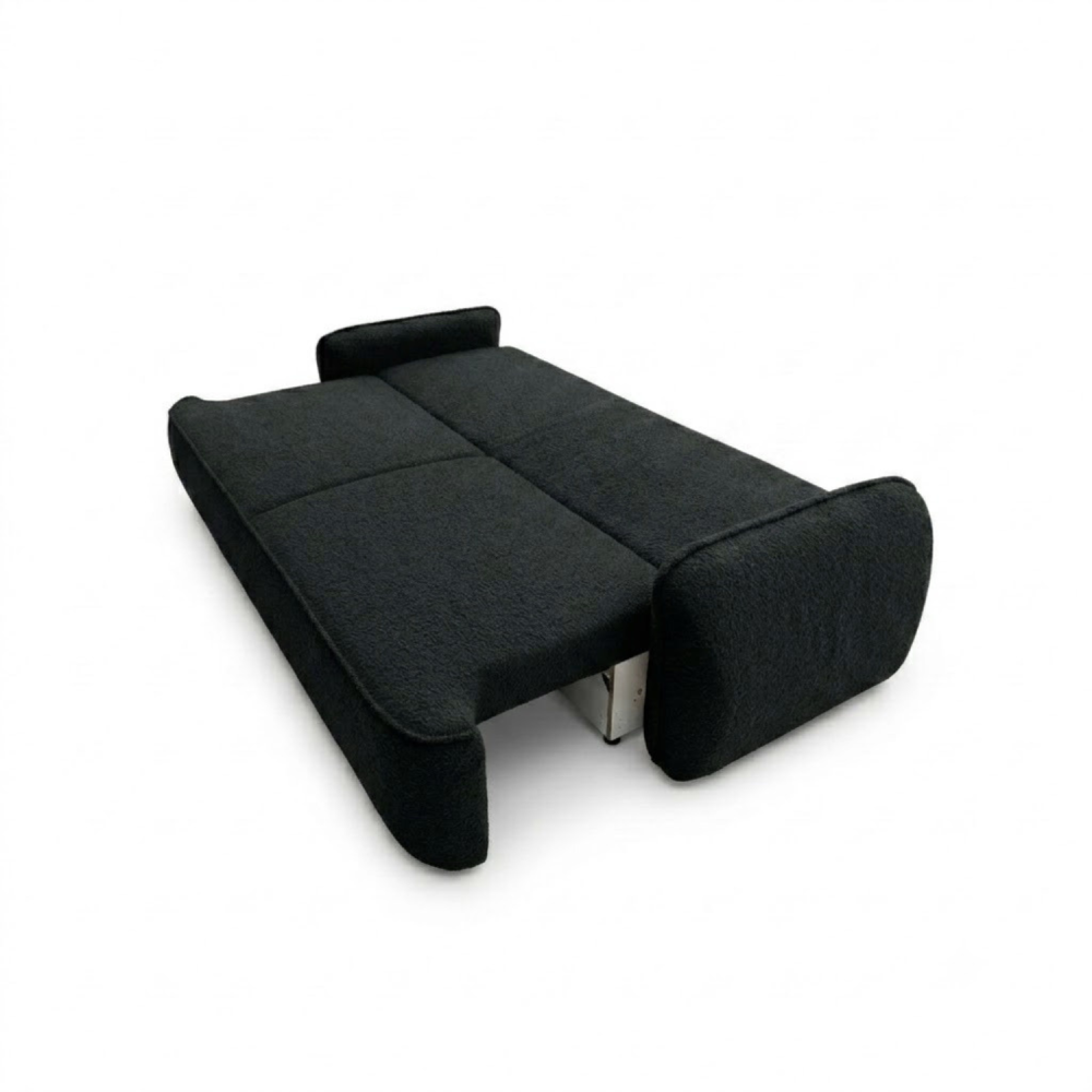 Sofa-lova OVELLA – CORAL 60 · Juoda – išskleista miegamoji dalis #spalva_coral 60 · juoda