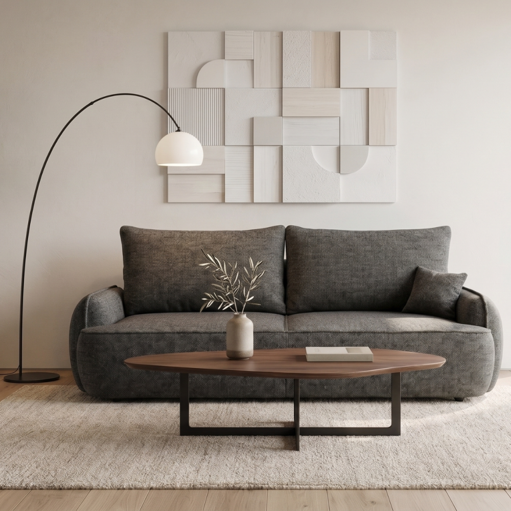 Sofa-lova OVELLA – ROBIN 1 · Tamsiai pilka – sofa interjere #spalva_robin 1 · tamsiai pilka