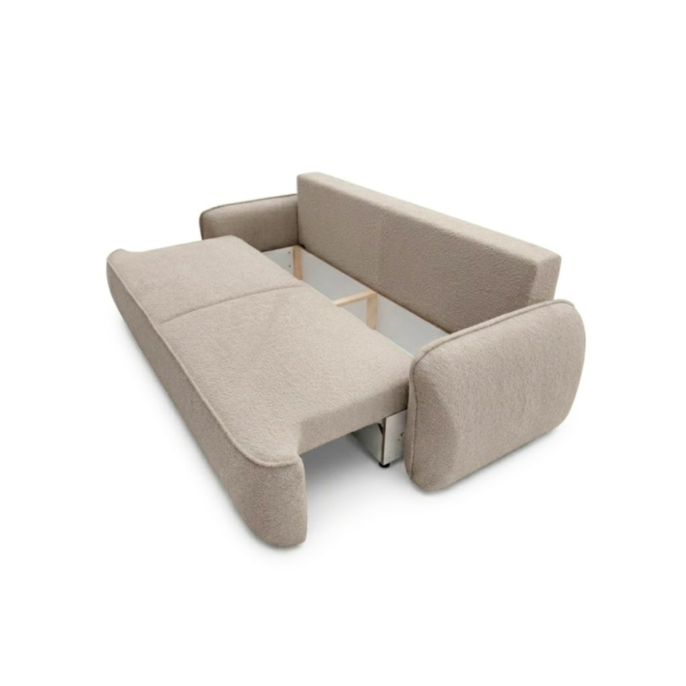 Sofa-lova OVELLA – CORAL 50 · Tamsiai smėlio – atverta patalynės dėžė #spalva_coral 50 · tamsiai smėlio