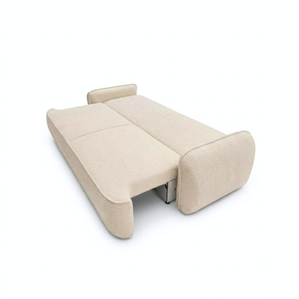 Sofa-lova OVELLA – CORAL 65 · Smėlio – išskleista miegamoji dalis #spalva_coral 65 · smėlio