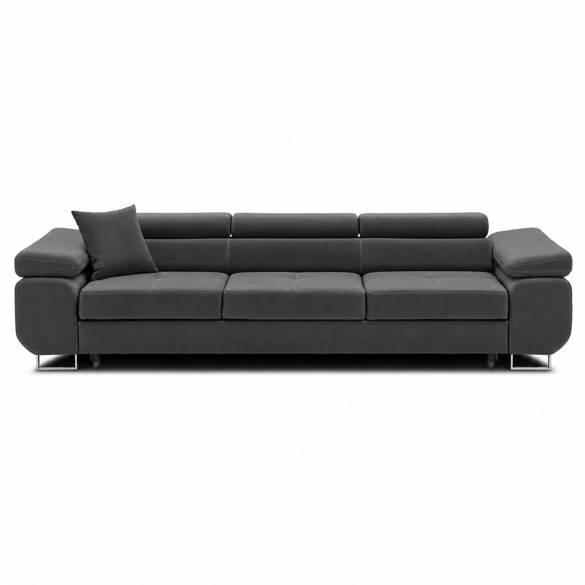 Sofa-lova RIGATTO, 280 cm – KRONOS 34 · Tamsiai pilka – vaizdas iš priekio #spalva_kronos 34 · tamsiai pilka