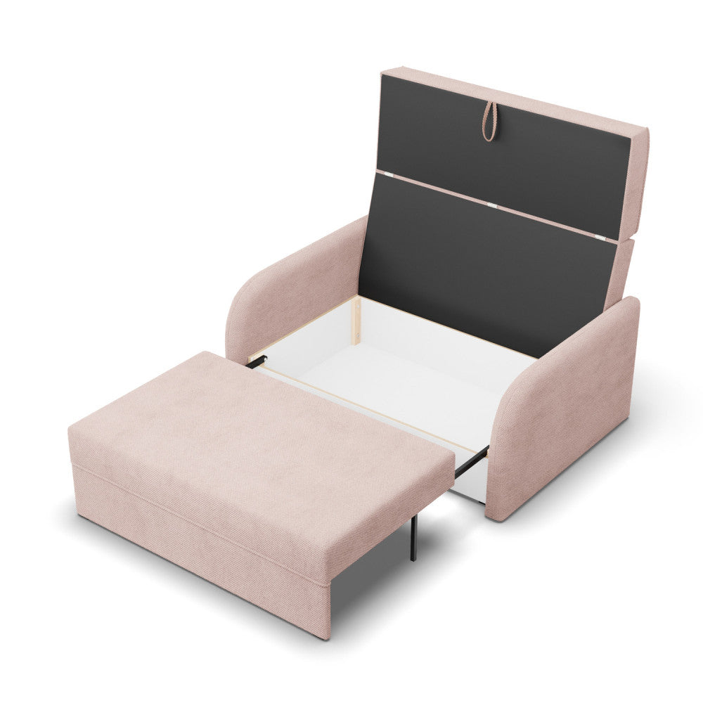 Sofa-lova SOMO – ONEGA 15 · Rožinė – atverta patalynės dėžė #spalva_onega 15 · rožinė