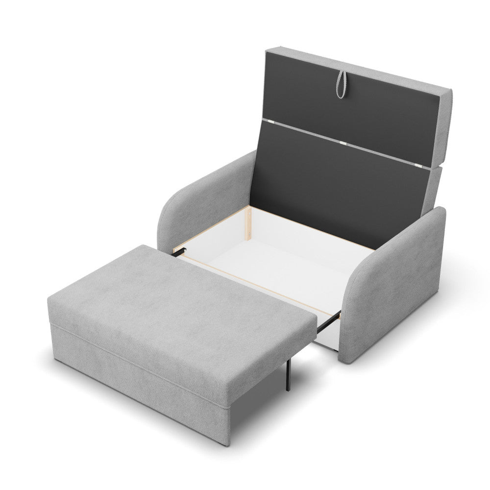 Sofa-lova SOMO – ONEGA 8 · Šviesiai pilka – atverta patalynės dėžė #spalva_onega 8 · šviesiai pilka