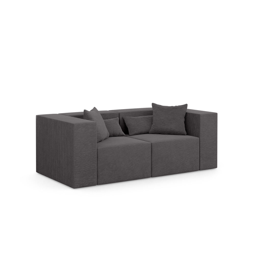 Modulinė sofa NOVA, 208 cm – POSO 022 · Tamsiai pilka – bendras vaizdas kitu kampu #spalva_poso 022 · tamsiai pilka