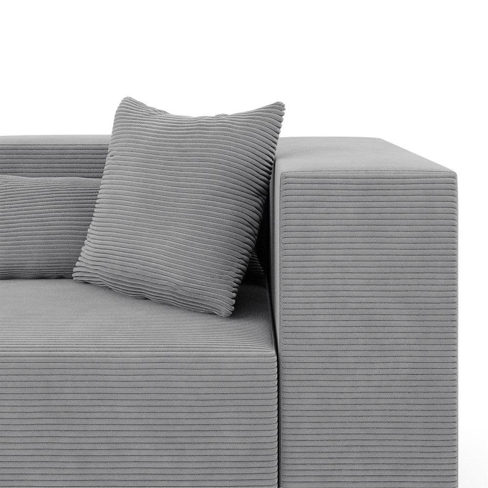 Modulinė sofa NOVA, 208 cm – POSO 055 · Šviesiai pilka – apmušalų ir konstrukcijos detalė #spalva_poso 055 · šviesiai pilka