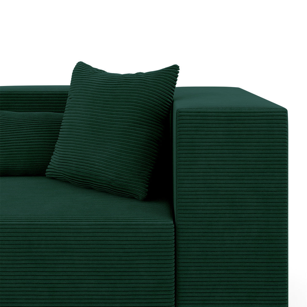 Modulinė sofa NOVA, 208 cm – POSO 014 · Butelio žalia – apmušalų ir konstrukcijos detalė #spalva_poso 014 · butelio žalia