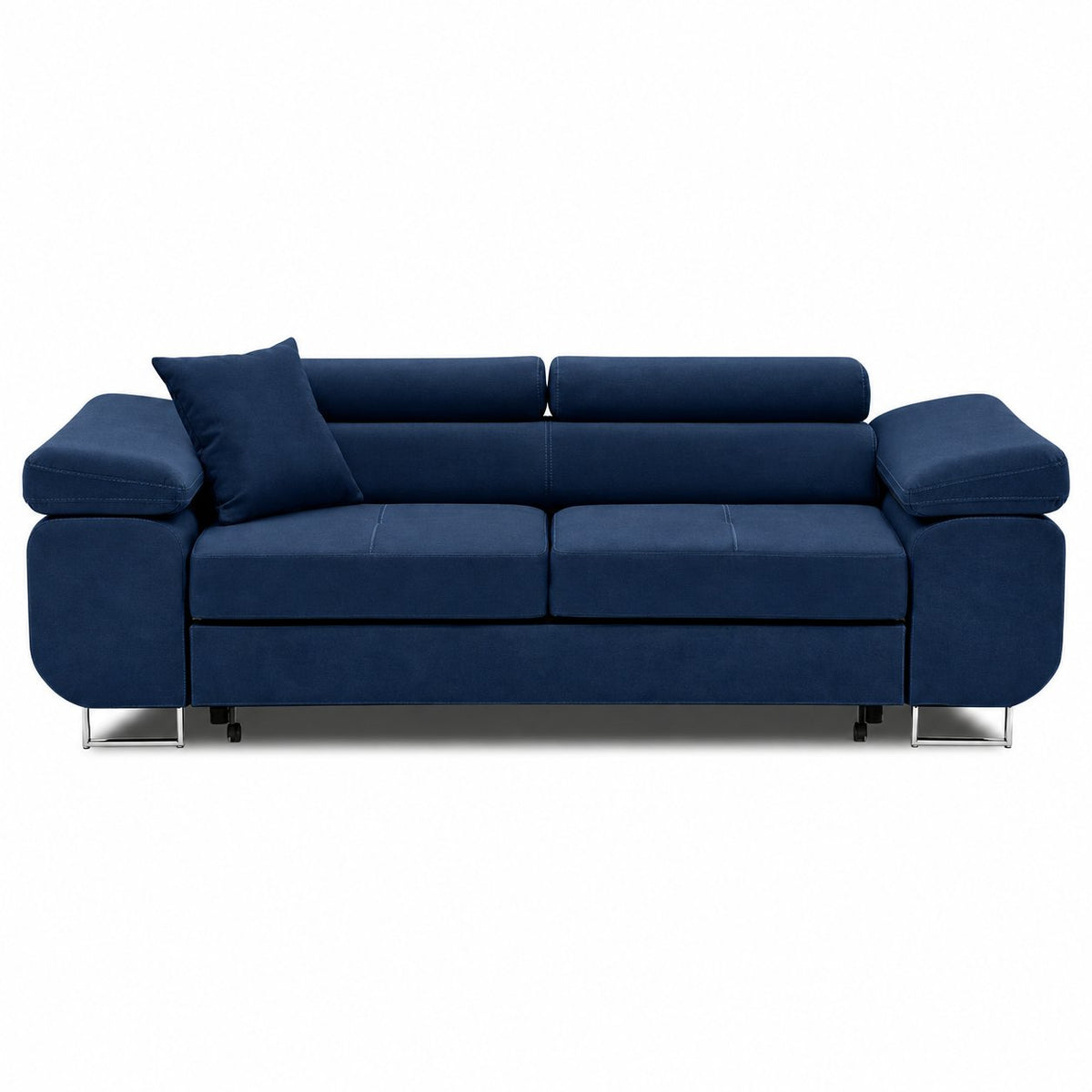 Sofa RIGATTO, 209 cm – KRONOS 09 · Tamsiai mėlyna – vaizdas iš priekio #spalva_kronos 09 · tamsiai mėlyna