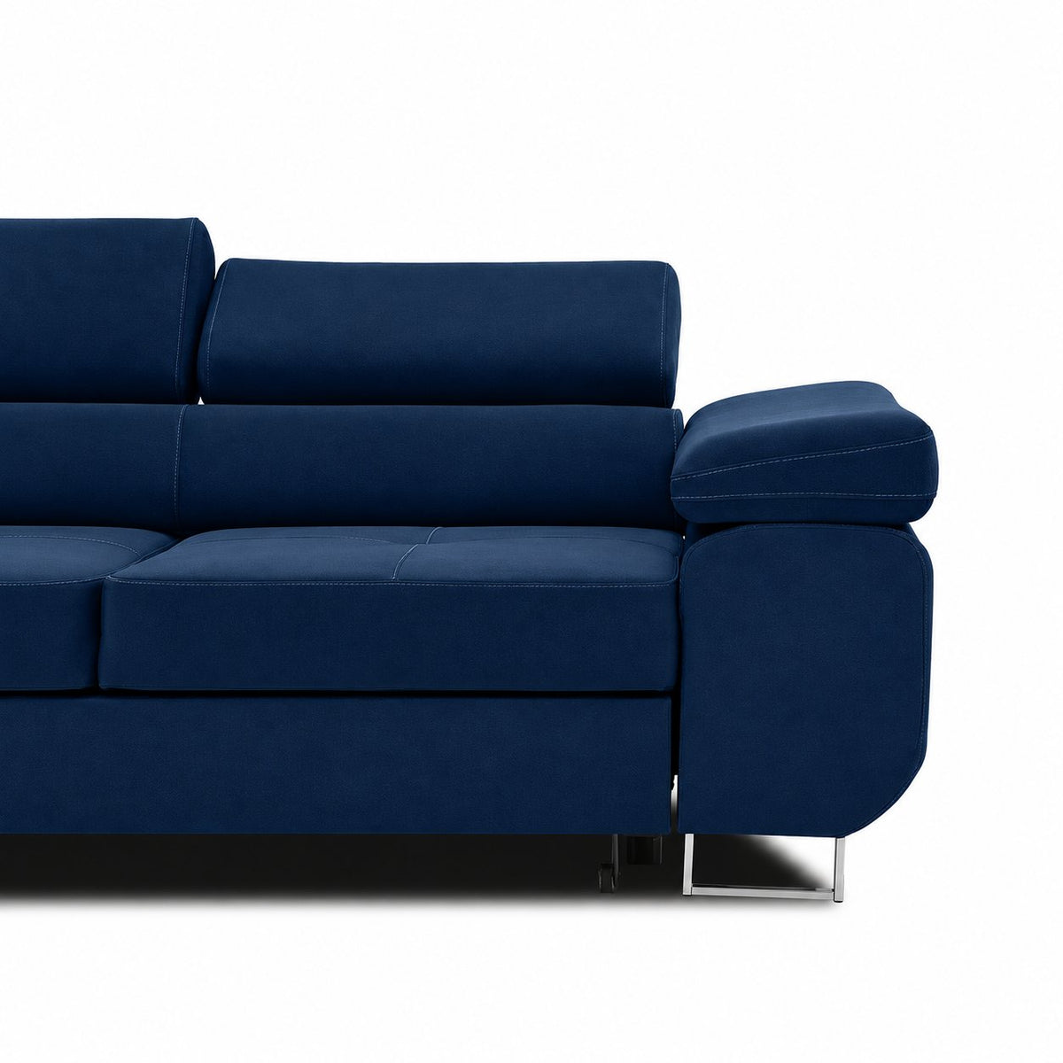 Sofa RIGATTO, 209 cm – KRONOS 09 · Tamsiai mėlyna – apmušalų ir konstrukcijos detalė #spalva_kronos 09 · tamsiai mėlyna