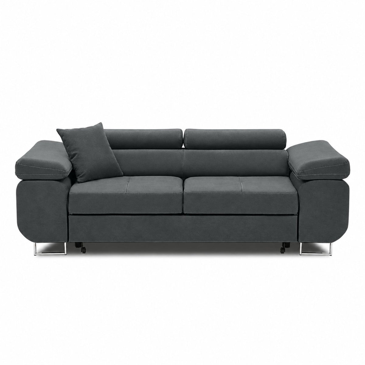 Sofa RIGATTO, 209 cm – KRONOS 34 · Tamsiai pilka – vaizdas iš priekio #spalva_kronos 34 · tamsiai pilka