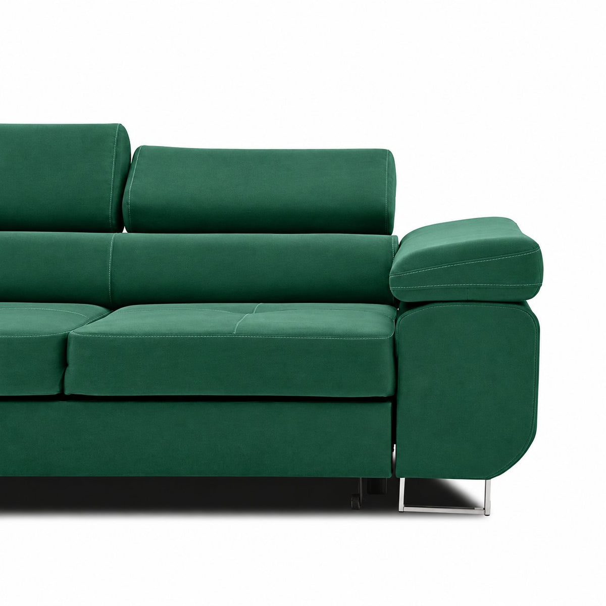 Sofa RIGATTO, 209 cm – KRONOS 19 · Butelio žalia – apmušalų ir konstrukcijos detalė #spalva_kronos 19 · butelio žalia
