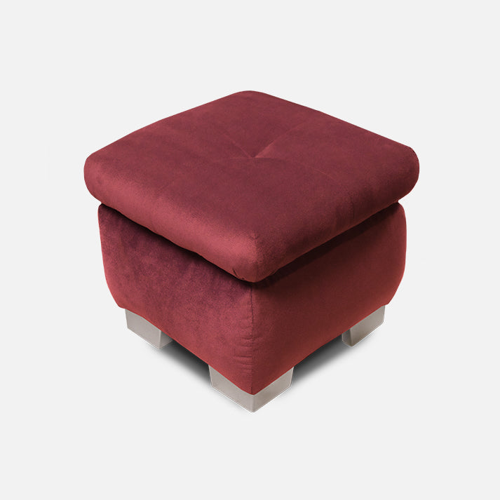 stilingas raudonos spalvos pufikas skirtas prie minkstu kampu aksesuaru