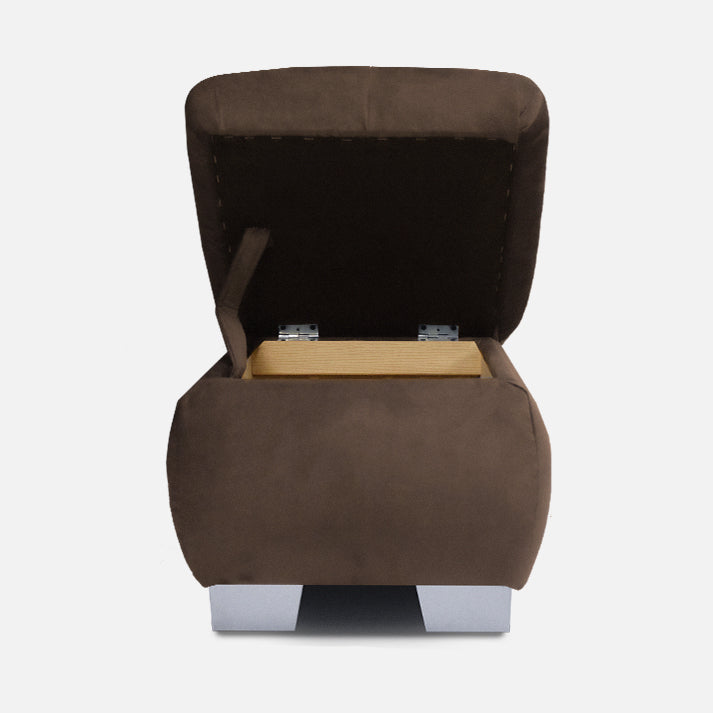 stilingas rudas pufikas tinkantis prie minksto kampo