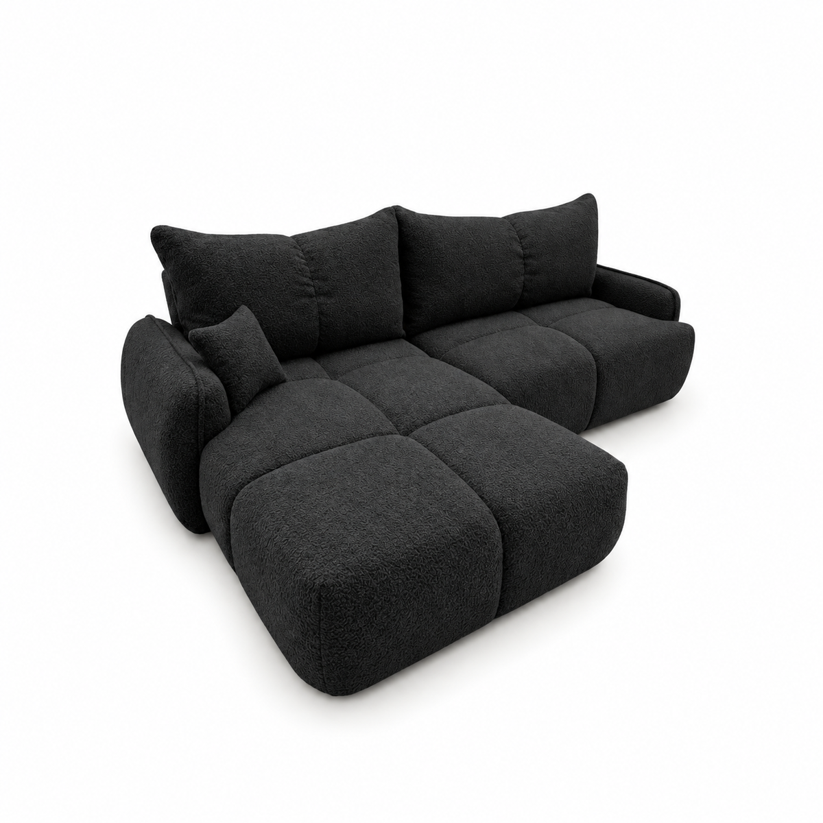 Minkštas kampas LOBINO su miego funkcija – CORAL 60 – kairinis kampas – vaizdas kitu kampu #spalva_coral 60