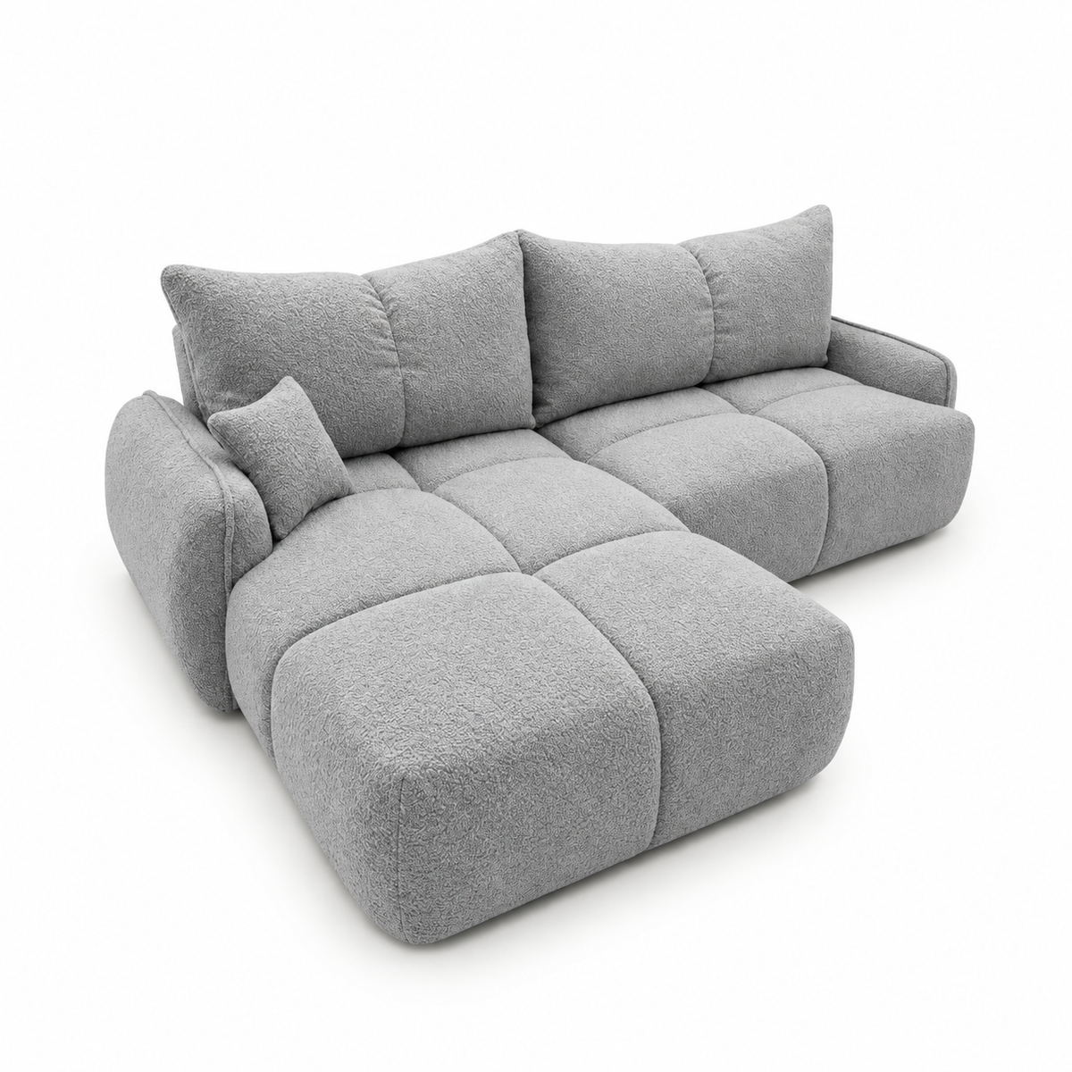 Minkštas kampas LOBINO su miego funkcija – CORAL 75 – kairinis kampas – vaizdas kitu kampu #spalva_coral 75