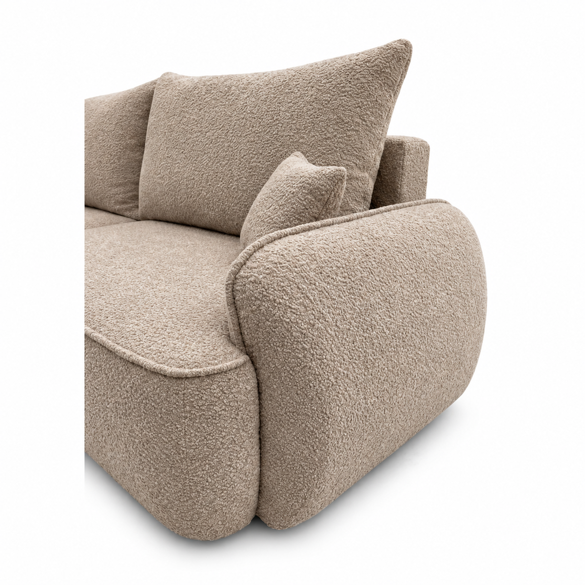 Minkštas kampas OVELLA su miego funkcija – CORAL 50 – kairinis kampas – apmušalų detalė #spalva_coral 50