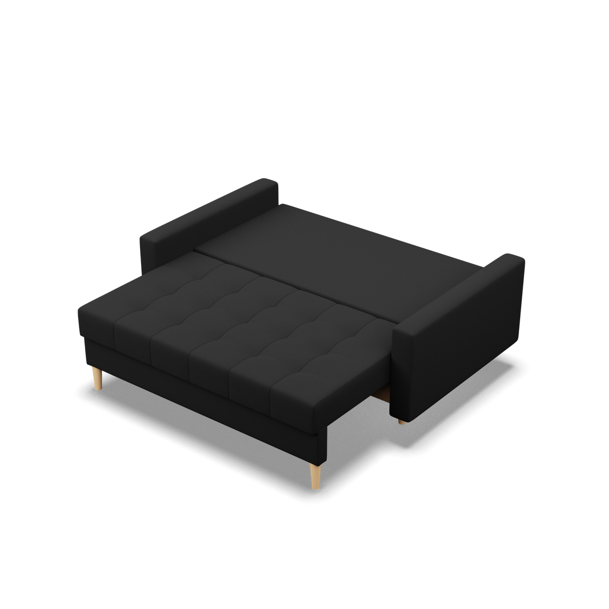 Sofa ELMA, 152 cm – LUX 23 · Juoda – išskleista miegamoji dalis #spalva_lux 23 · juoda