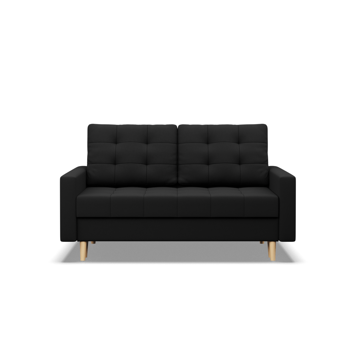 Sofa ELMA, 152 cm – LUX 23 · Juoda – vaizdas iš priekio #spalva_lux 23 · juoda