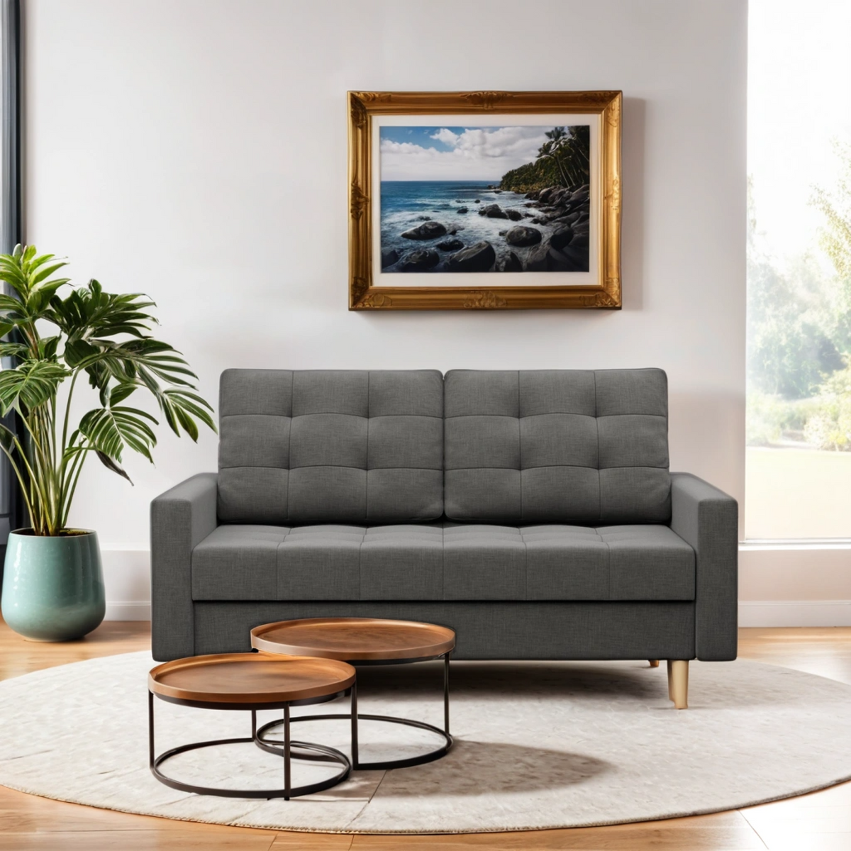 Sofa ELMA, 152 cm – LUX 06 · Tamsiai pilka – sofa interjere #spalva_lux 06 · tamsiai pilka