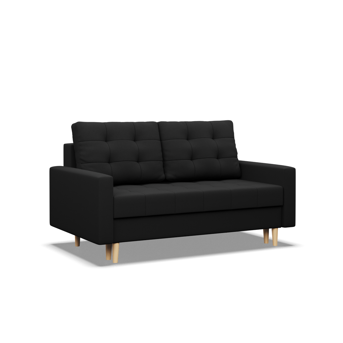 Sofa ELMA, 152 cm – LUX 23 · Juoda – bendras vaizdas kitu kampu #spalva_lux 23 · juoda