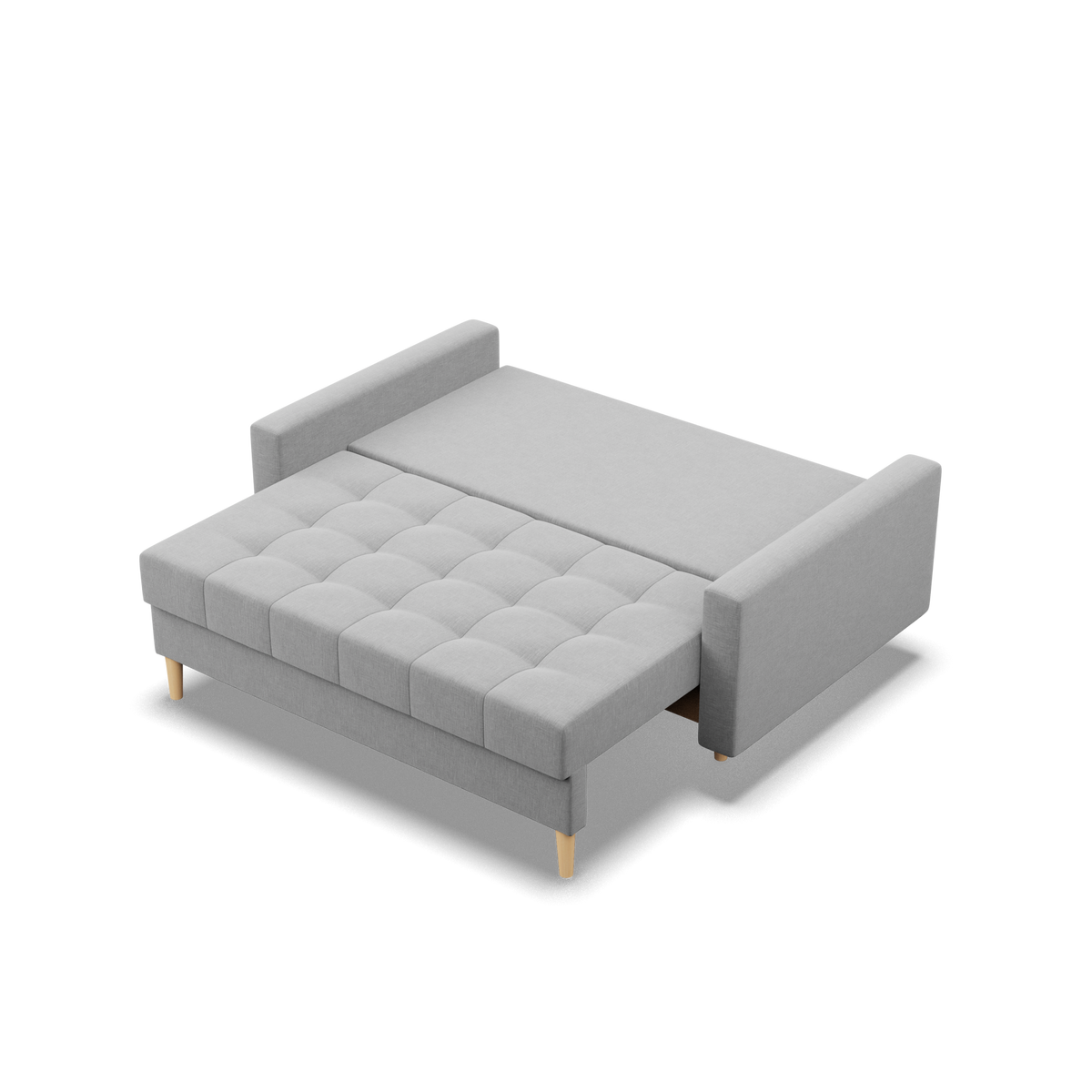Sofa ELMA, 152 cm – LUX 32 · Pilka – išskleista miegamoji dalis #spalva_lux 32 · pilka