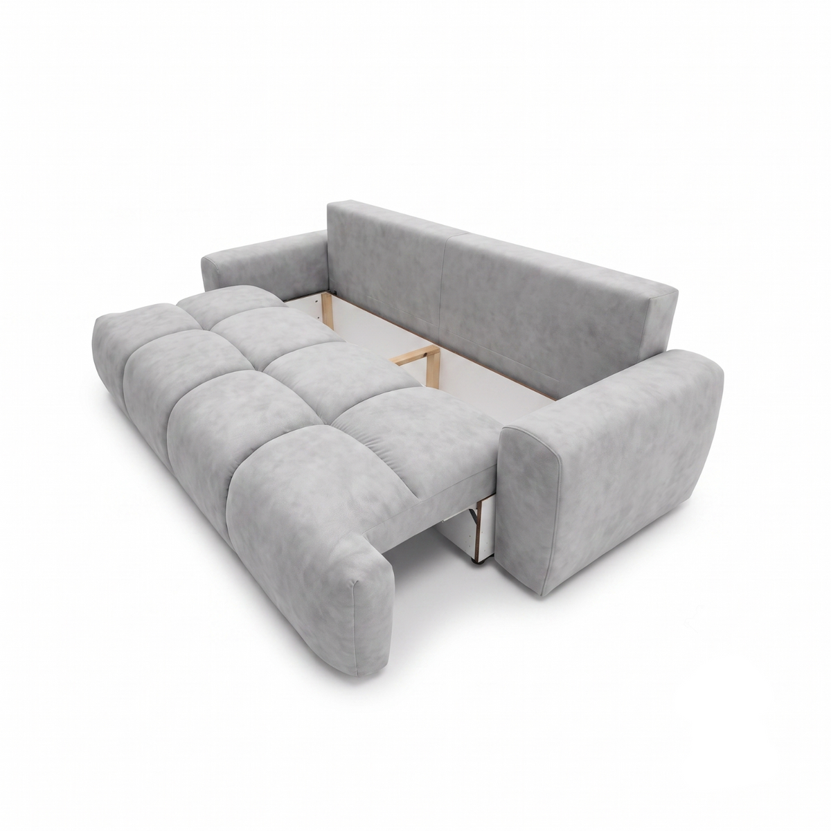 Sofa-lova BALIMO – CLOUD 81 · Šviesiai pilka – atverta patalynės dėžė #spalva_cloud 81 · šviesiai pilka