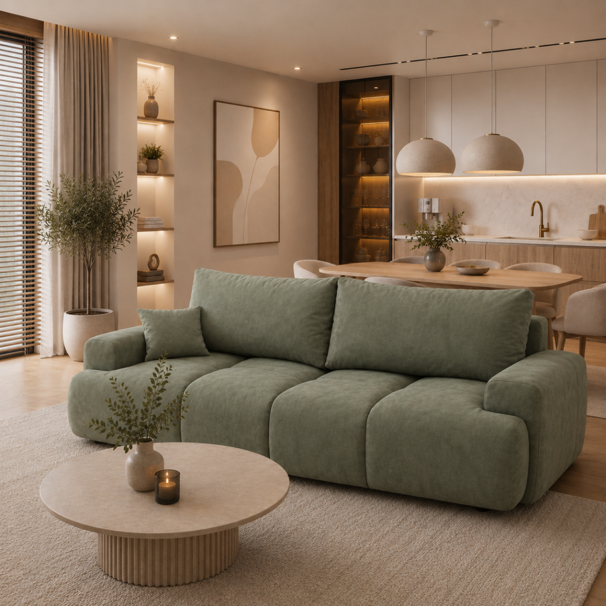 Sofa-lova BALIMO – CLOUD 33 · Šviesiai žalia – sofa interjere #spalva_cloud 33 · šviesiai žalia