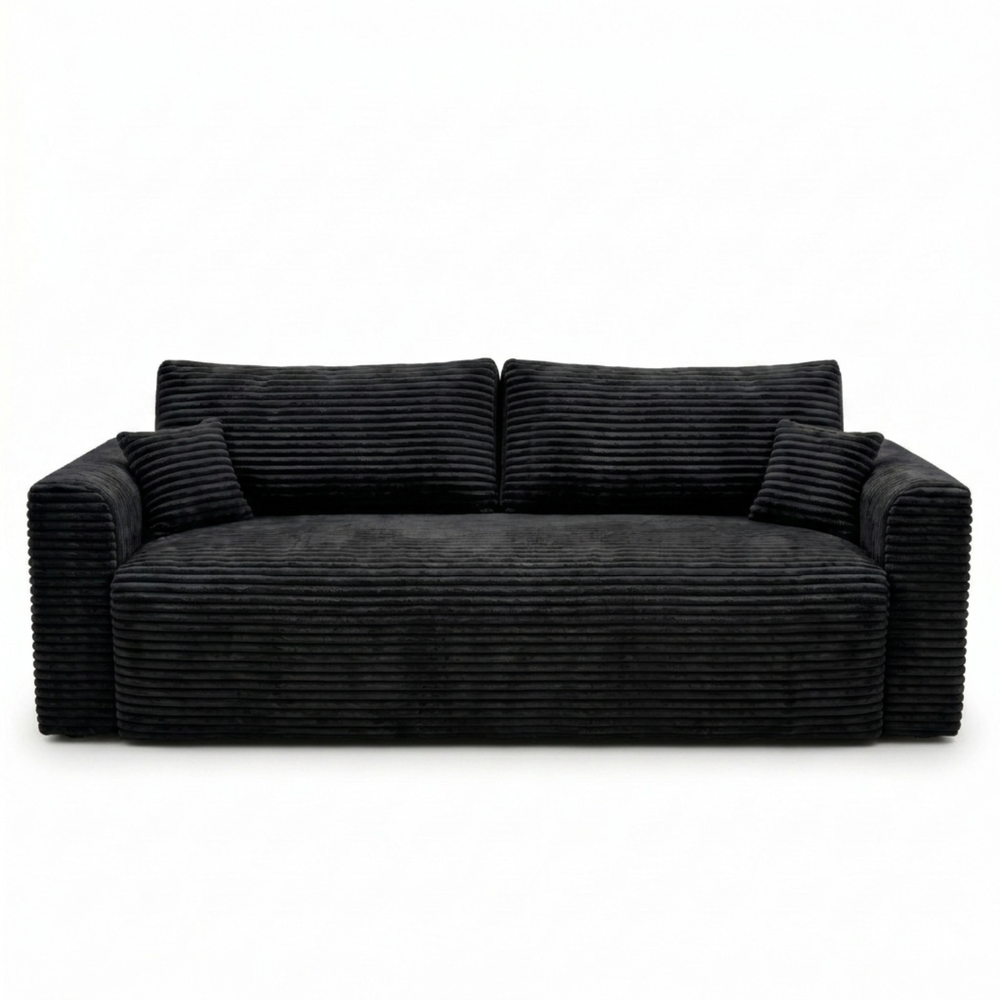 Sofa CALIDA – TILIA 100 · Juoda – vaizdas iš priekio #spalva_tilia 100 · juoda