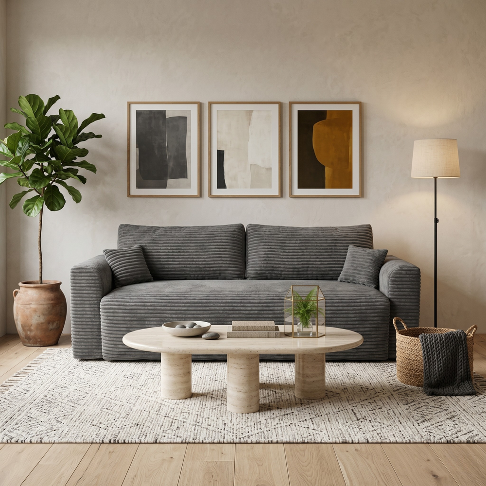 Sofa CALIDA – TILIA 90 · Tamsiai pilka – sofa interjere #spalva_tilia 90 · tamsiai pilka