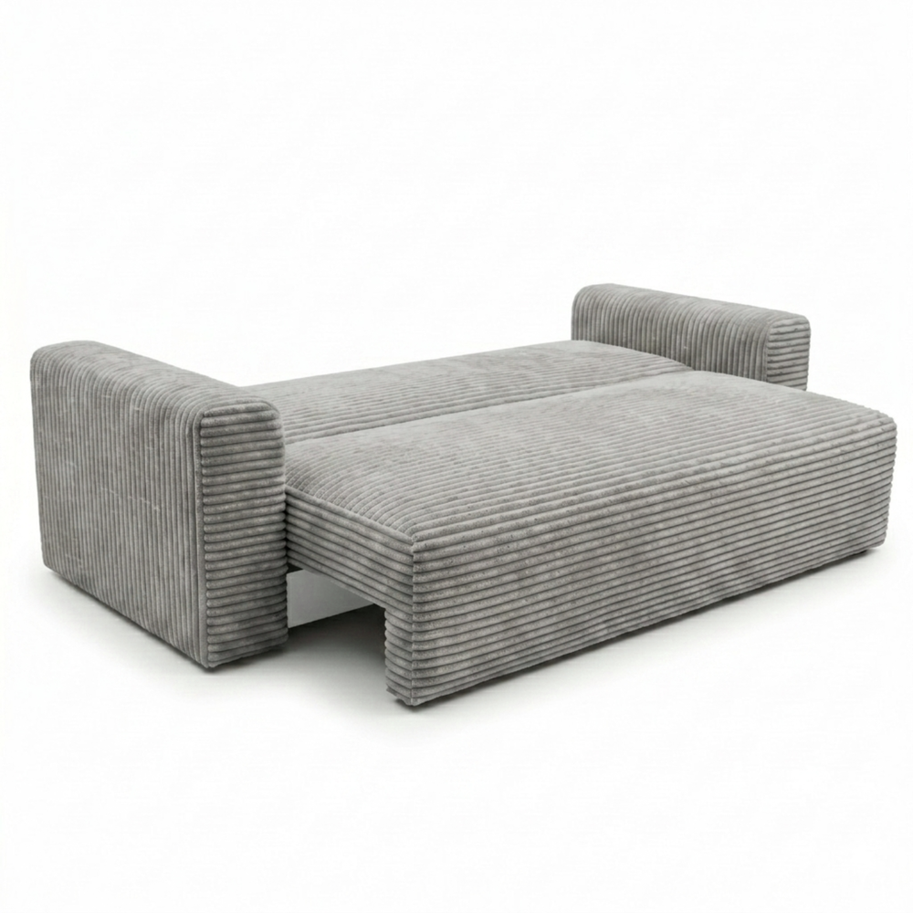 Sofa CALIDA – TILIA 86 · Šviesiai pilka – išskleista miegamoji dalis #spalva_tilia 86 · šviesiai pilka
