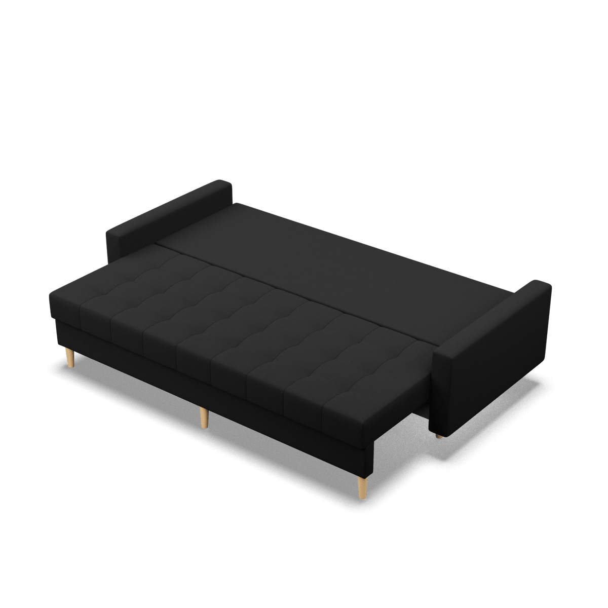 Sofa lova RIALTO trivietė – LUX 23 · Juoda – išskleista miegamoji dalis #spalva_lux 23 · juoda