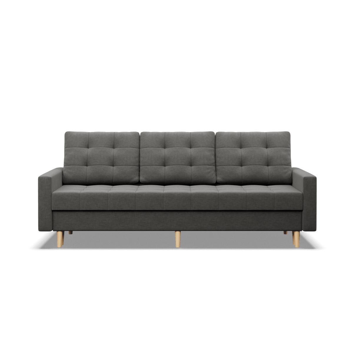 Sofa lova RIALTO trivietė – LUX 06 · Tamsiai pilka – vaizdas iš priekio #spalva_lux 06 · tamsiai pilka