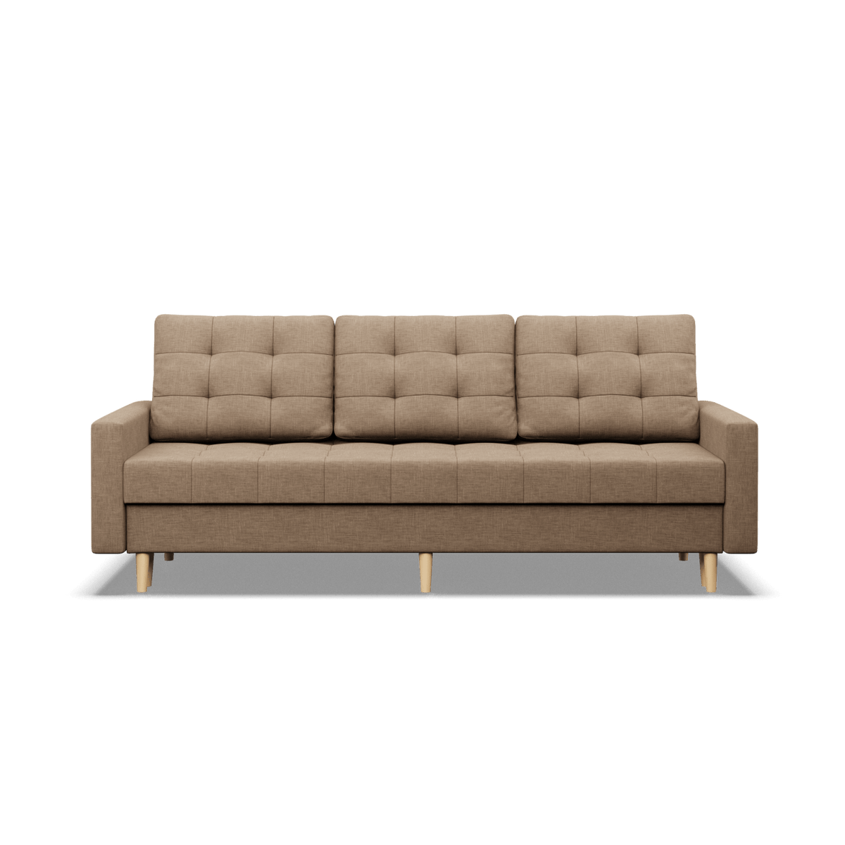Sofa lova RIALTO trivietė – LUX 02 · Kapučino – vaizdas iš priekio #spalva_lux 02 · kapučino