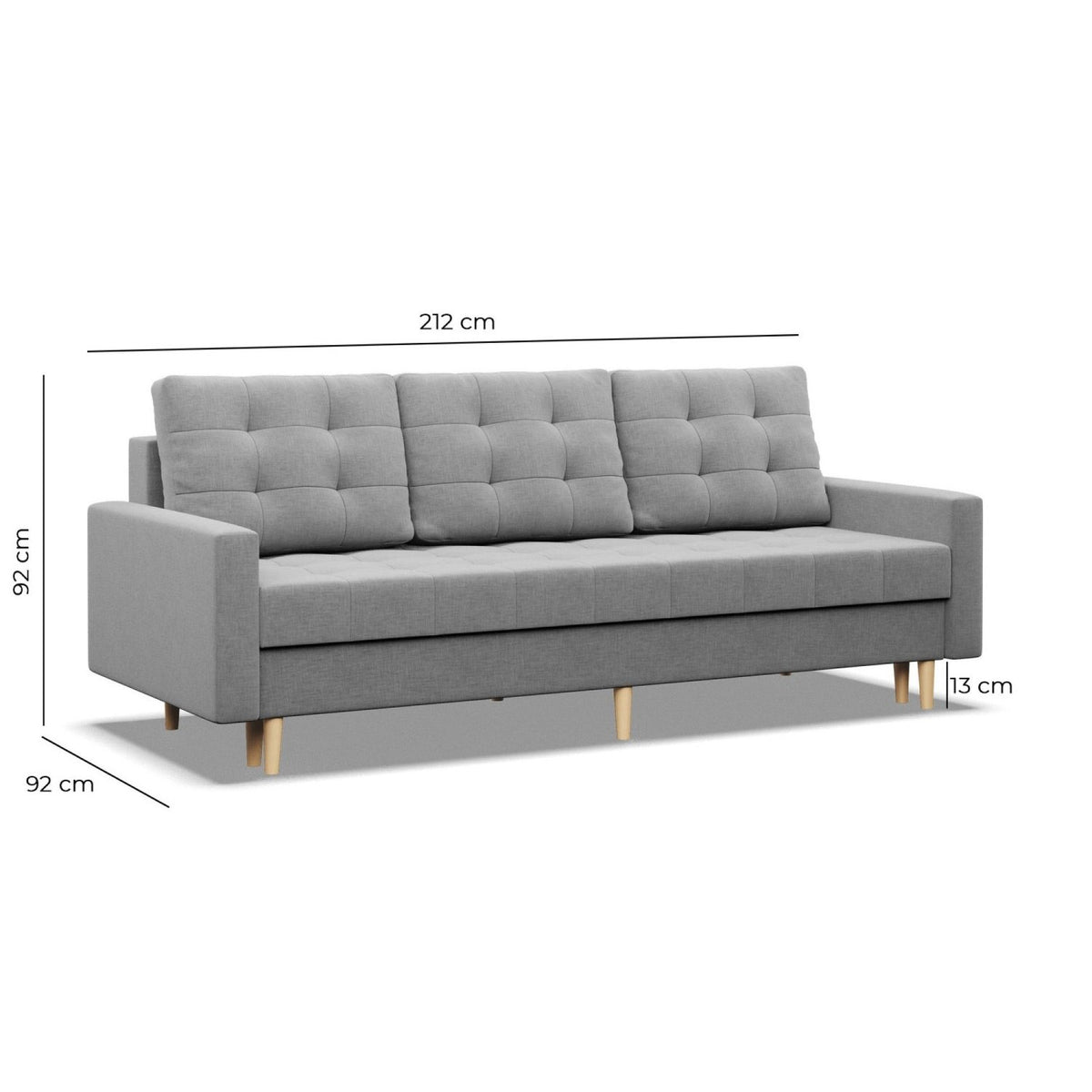 Sofa lova RIALTO trivietė – matmenų schema