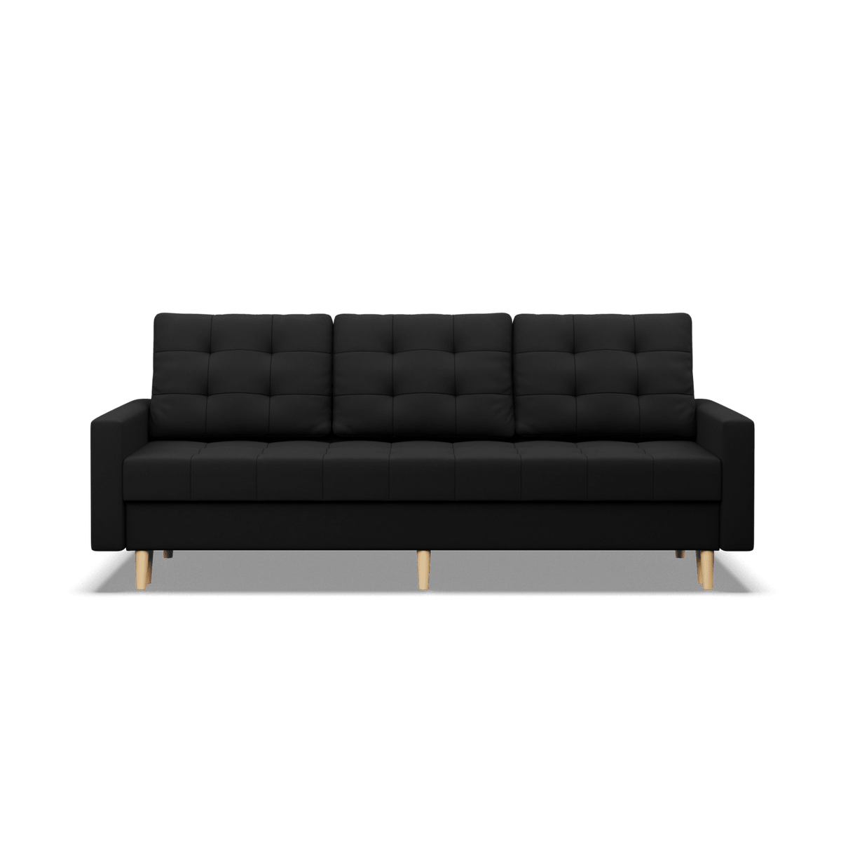 Sofa lova RIALTO trivietė – LUX 23 · Juoda – vaizdas iš priekio #spalva_lux 23 · juoda