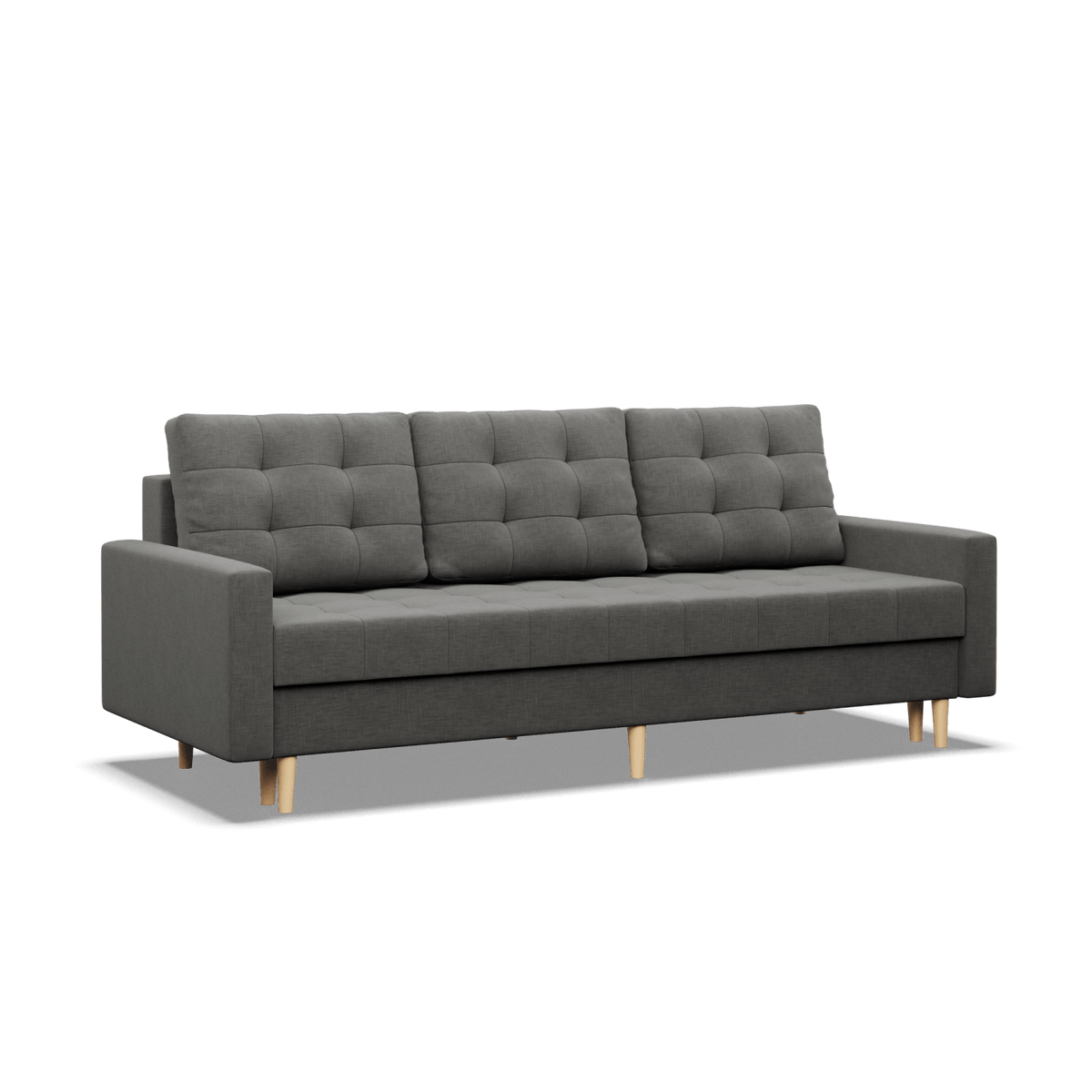 Sofa lova RIALTO trivietė – LUX 06 · Tamsiai pilka – bendras vaizdas kitu kampu #spalva_lux 06 · tamsiai pilka