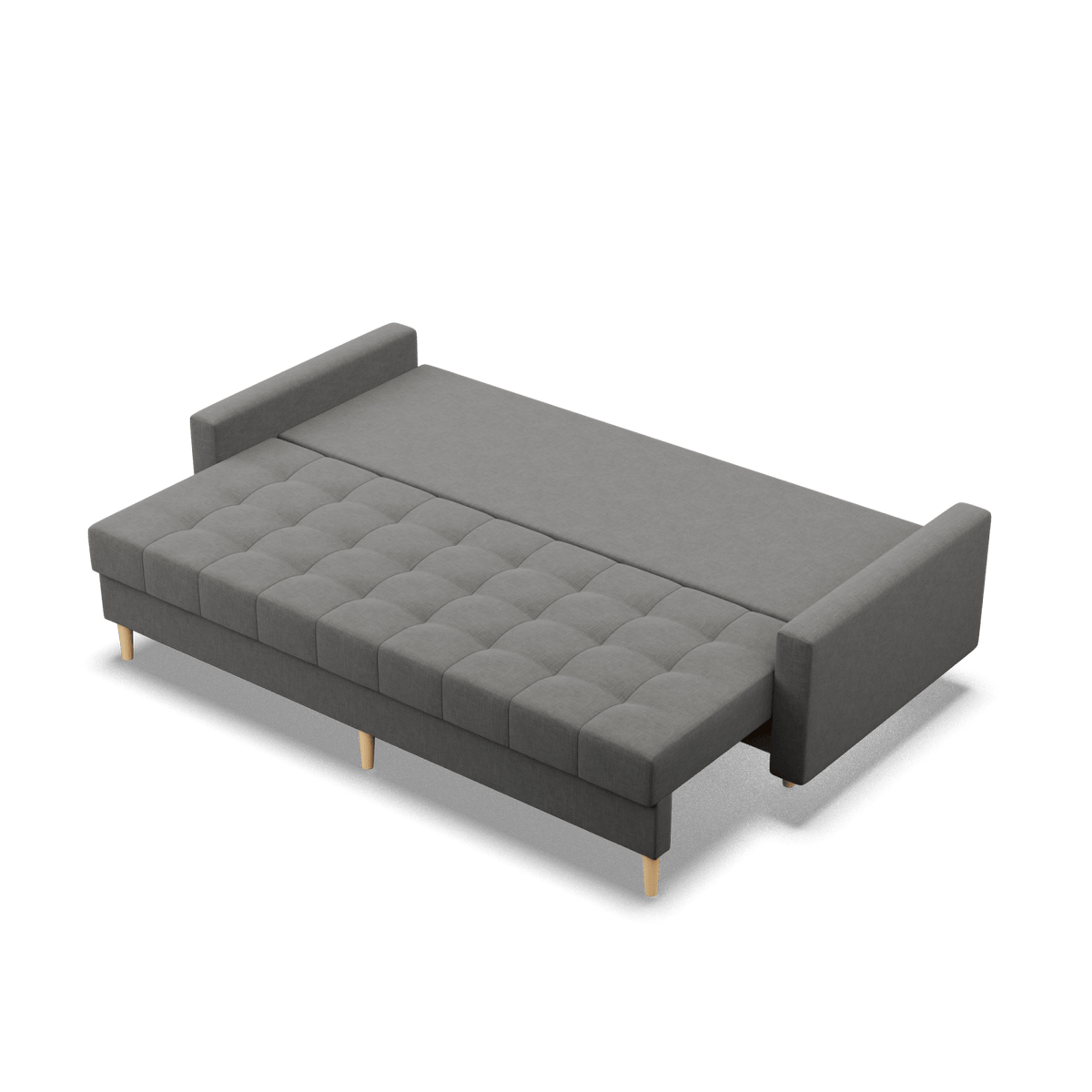 Sofa lova RIALTO trivietė – LUX 06 · Tamsiai pilka – išskleista miegamoji dalis #spalva_lux 06 · tamsiai pilka