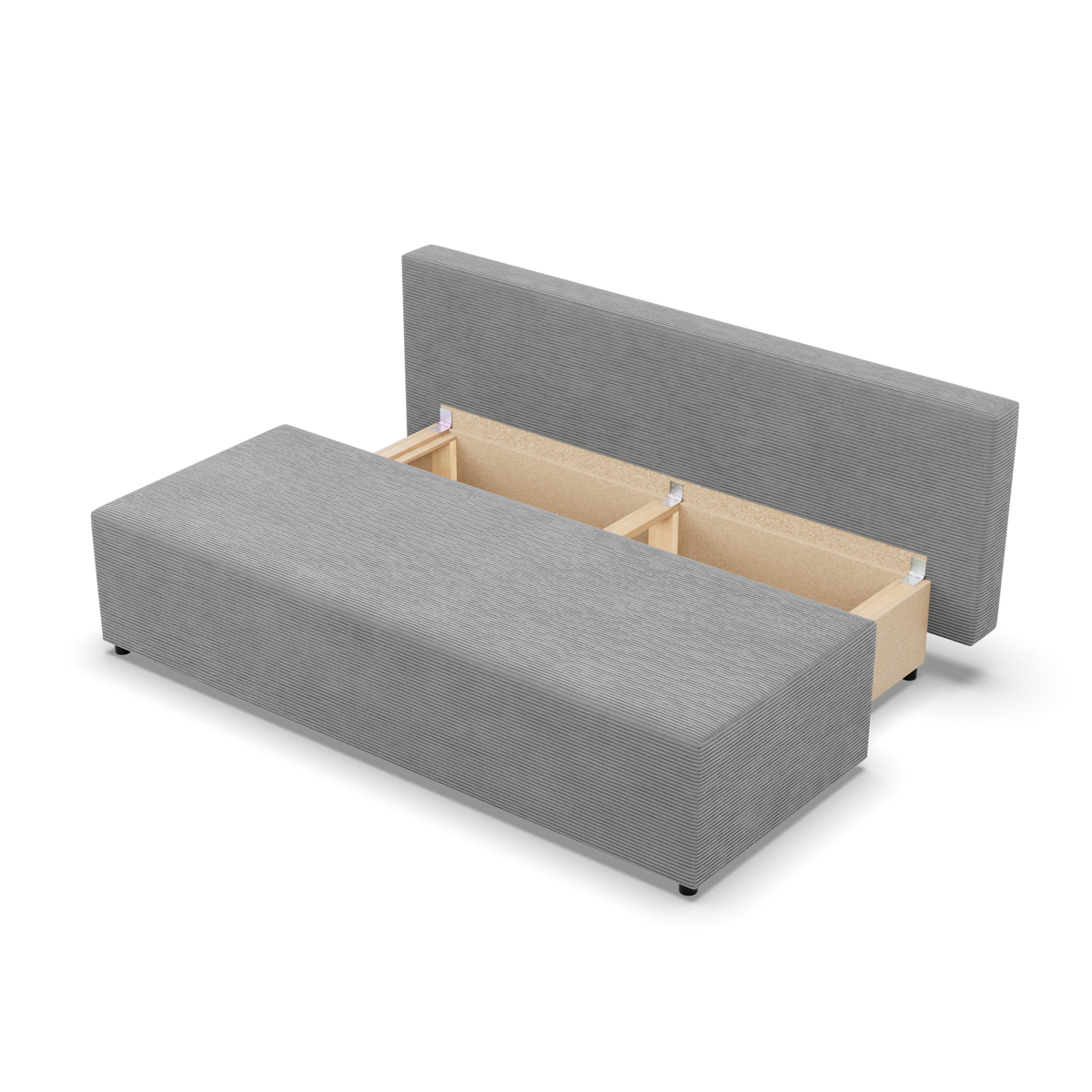 Sofa-lova FERMO – POSO 055 · Šviesiai pilka – atverta patalynės dėžė #spalva_poso 055 · šviesiai pilka