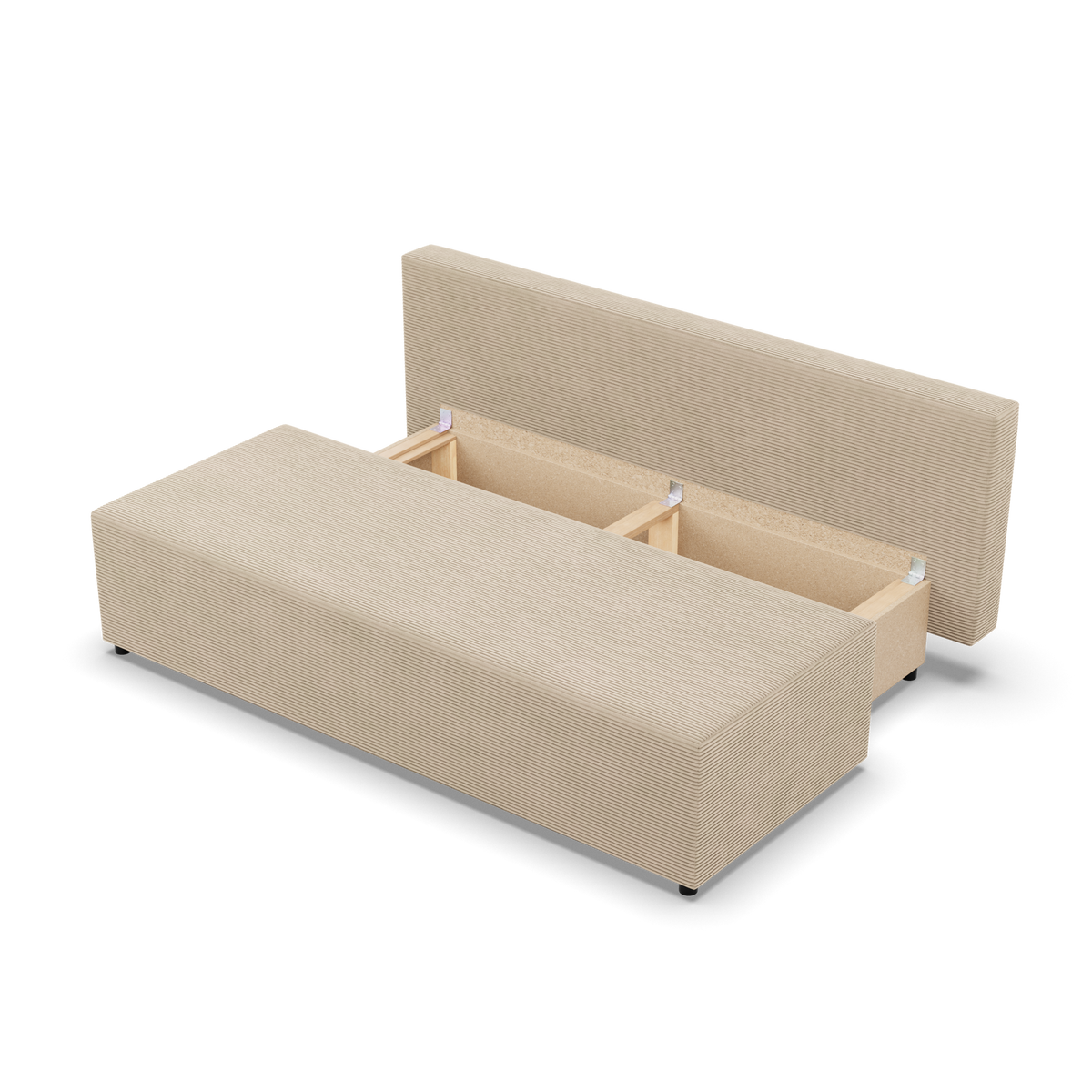 Sofa-lova FERMO – POSO 100 · Kreminė – atverta patalynės dėžė #spalva_poso 100 · kreminė