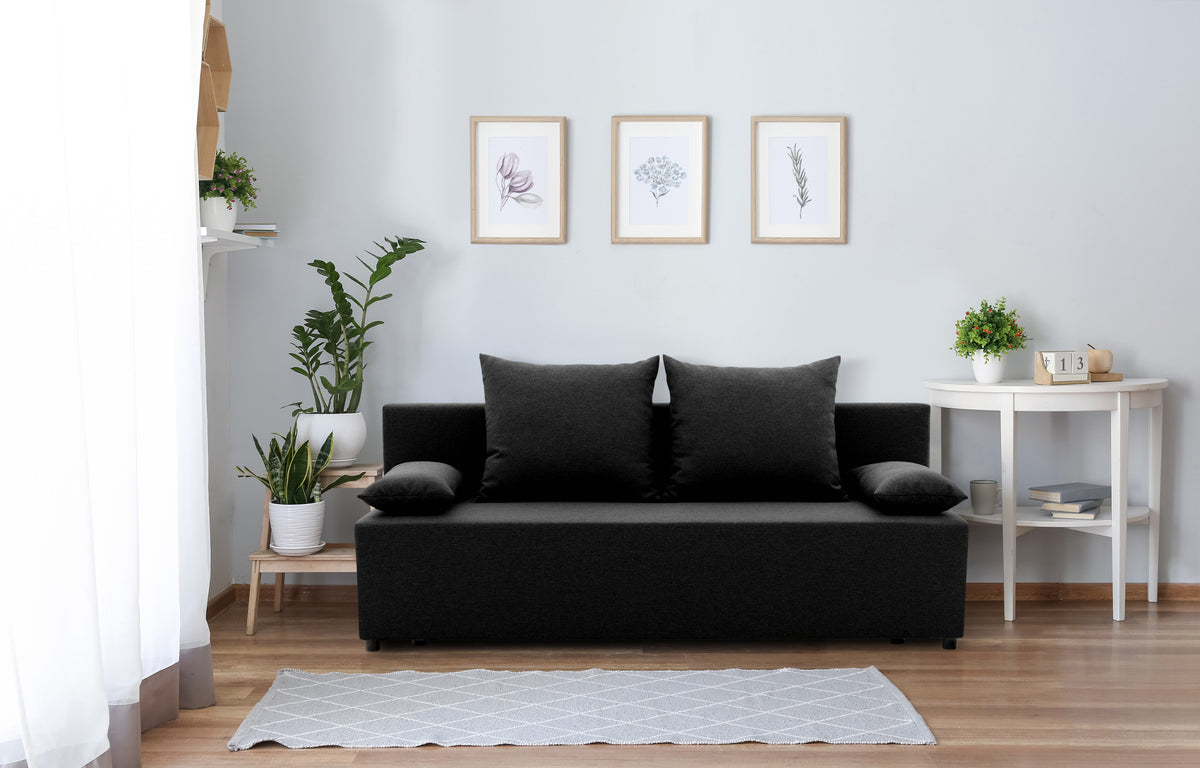 Sofa-lova FERMO – LUX 23 · Juoda – sofa interjere #spalva_lux 23 · juoda