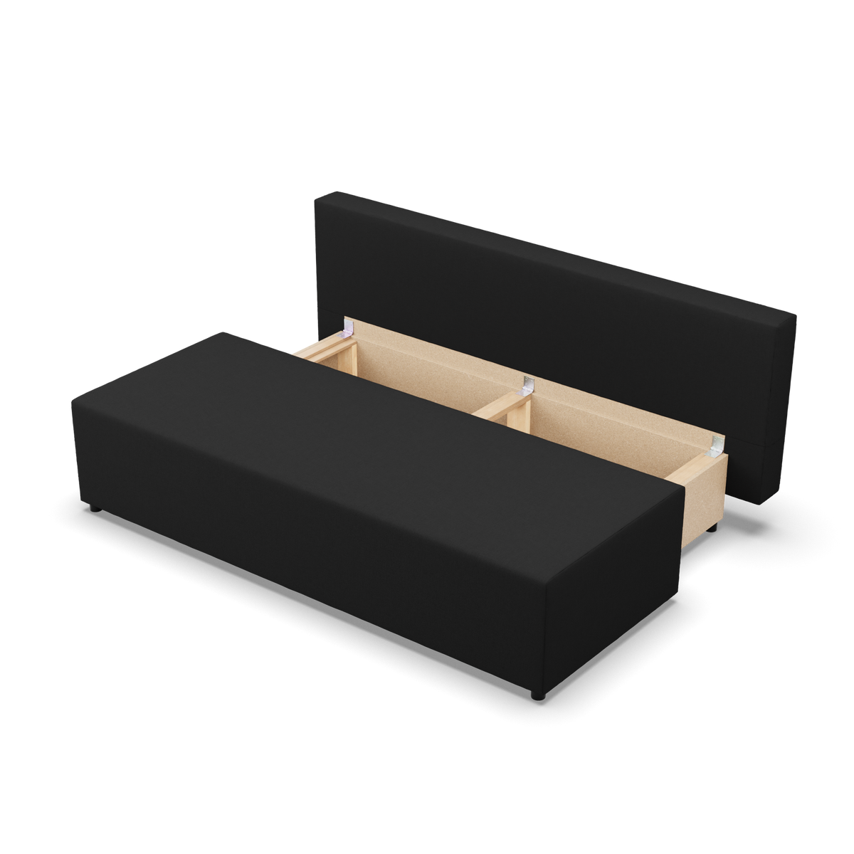 Sofa-lova FERMO – LUX 23 · Juoda – atverta patalynės dėžė #spalva_lux 23 · juoda
